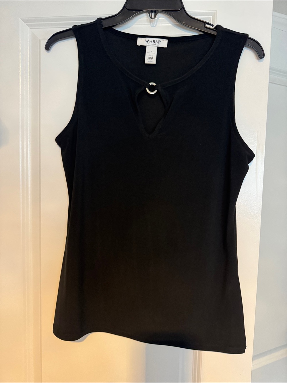 White House Black Market Black Sleeveless Ring-Detail Tank